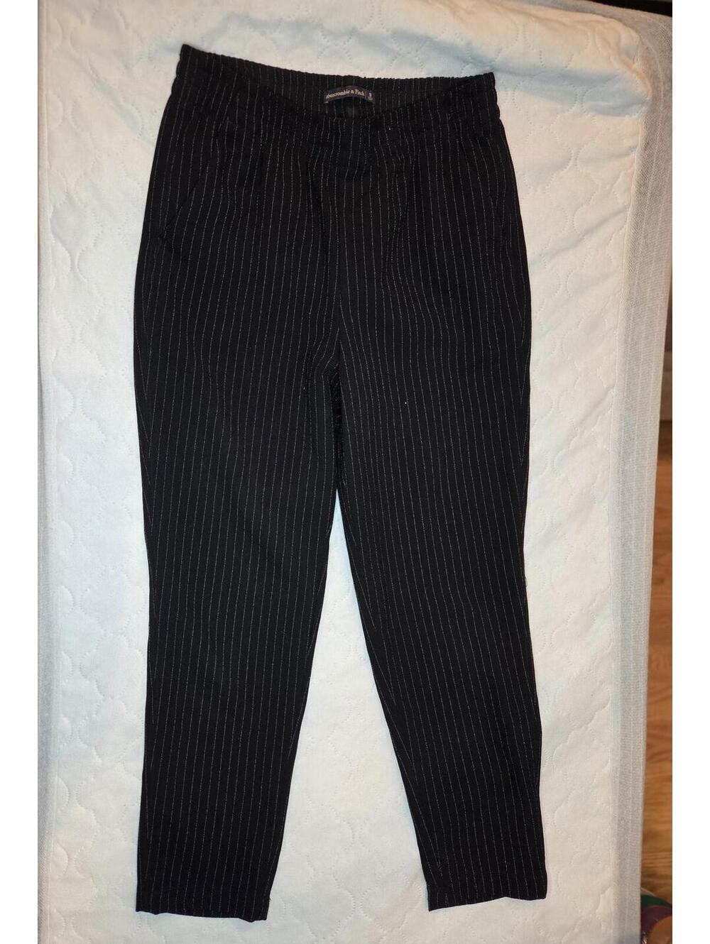 Abercrombie and Fitch, Black Pinstripe pull on Elastic Waist Pants- small